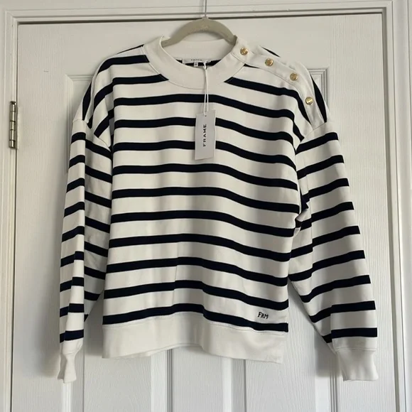 Brand New With Tags Frame Button Detail Sweatshirt - Picture 2 of 4